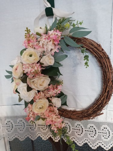 Blush handmade floral wreath - handmade,