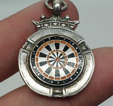 Antique Sterling Silver Darts Board Medal William Adams Ltd 1949