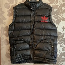 Adidas Mens Gilet puffer Bodywarmer Jacket Quilted Padded  Warm LARGE BLACK VGC