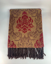 JOHN LEWIS Red Gold Brown Traditional Throw Sofa / Bed Throw Approx 150 x 190 cm