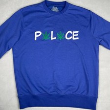 Palace Green Leaf Logo Embroidered Sweatshirt Mens Large Blue Skate Streetwear