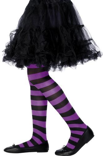 Black purple striped - purple, tights