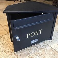 HIGH SECURITY METAL WALL MOUNTED BLACK POST BOX - LETTERS LARGE KEY
