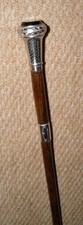 Antique Side Saddle Riding Cane Whip Silver Top Collar Hallmarked 1920 J Howell
