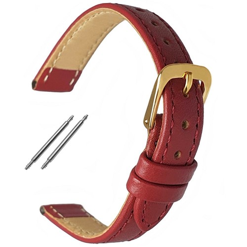 Ladies red leather watch strap - ladies,