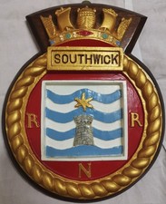 RNR Southwick - Ship Crest Plaque – Hand-Painted, Solid Mahogany Mount, 995g