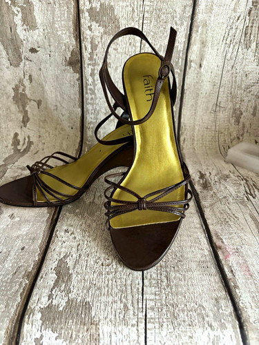 Faith brown leather strappy - brown,