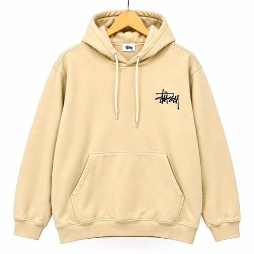Stussy cream hooded pullover - stussy,