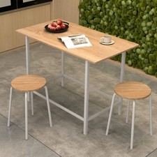 3-Piece Kitchen Dining Set Square Table 2 Chairs Adjustable Foot Pads White