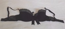 BNWOT NEW LA SENZA UK 32D EUR 70D BLACK SILVER UNDERWIRED BALCONETTE DEMI BRA