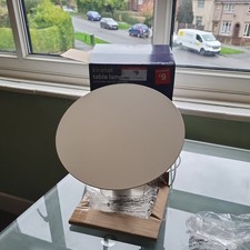 White Disc Circle Minimalist Table Lamp  Modern b&q b and q goodhome 