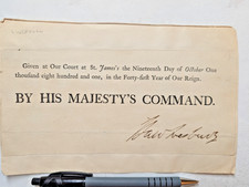 Lord Hawkesbury Robert Jenkinson, Later Prime Minister Signed Part Document 1801