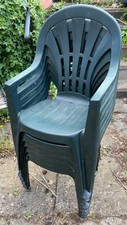 Qty 6 Green plastic patio/garden chairs *USED*