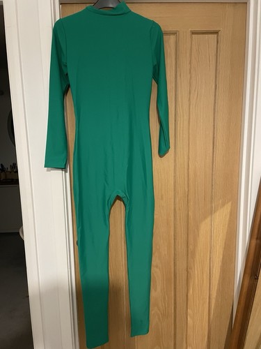 Green catsuit front - green, zip