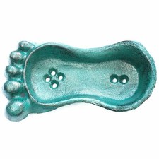 VINTAGE STYLE CAST IRON VERDIGIRIS SOAP DISH - FOOT SHAPE 
