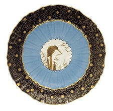 Antique Victorian Minton China Aesthetic Cabinet Plate Gilt Kingfisher & Bulrush