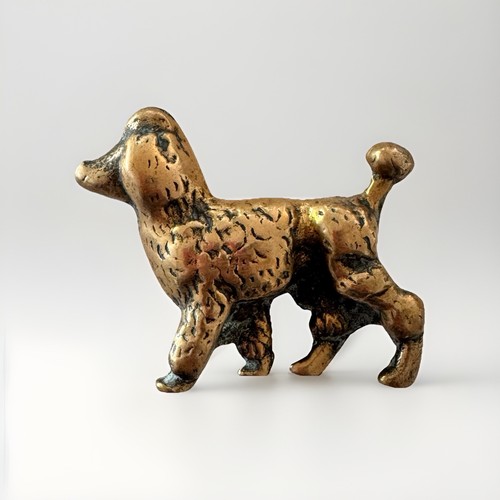 Vintage solid brass poodle dog - solid,