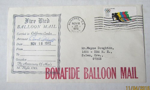 1972 bonfide balloon air - bonfide, mail