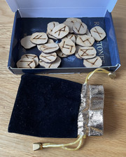 Set of 25 Wooden Rune Stones by Wiccstar with Meaning Booklet