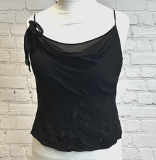 Pearce Fionda Womens Top Camisole 100% Silk Floral Embroidery UK 14