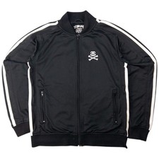 Stussy Vintage Black Track Jacket M Zip Up Stand Collar Men's