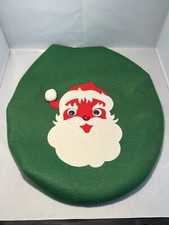 Vintage Red Faced Santa Claus Toilet Seat Cover, Handmade 1974 Felt, Googly Eyes