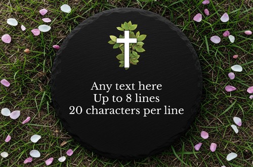 Personalised round slate - slate, cross