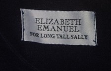 Designer Emanuel for Long Tall Sally linen mix maxi dress 14 navy lined vintage