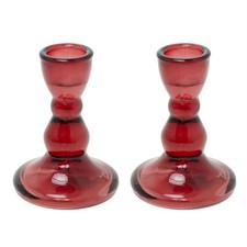 Set of Red Glass Candlestick