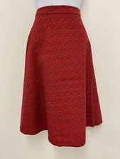 Vintage Red Cotton Skirt Size 6 Retro Floral A-Line Smart Landhaus Boho 
