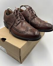 Clarks Craftdean Brogue Shoes Wing Tip Formal Dark Tan Leather UK 8.5 G EU 42.5