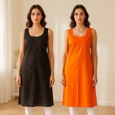 2 Pack Women’s Cotton Inner Slip Full Length Long Camisole Underslip Under Dress