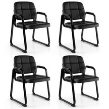 Set of 4 Black Upholstered