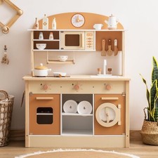 Robud Play Kitchen for Kids Wooden Kitchen Playset with Realistic Accessories