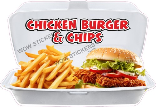 Chicken burger and chips - burger, in