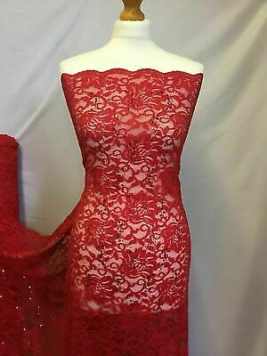 New red stretch floral sequins - new,