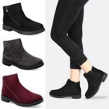 Womens Flat Ankle Boots Suede