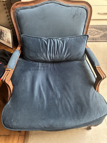 Louis style blue velvet chair - style,
