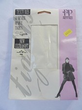 Vintage 1980s Tights Pretty Polly Textures Ivory Ladies Unworn 60 Denier Opaque