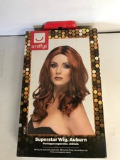 Smiffys Superstar Wig, Auburn Long, Wavy, with Skin Parting