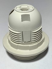 White Plastic Lamp Holder Pendant ES / E27 / Edison Screw / c/w Shade Ring