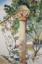 Original Watercolour, 'Study of a Corinthium Column', Unknown artist, Dated 1909