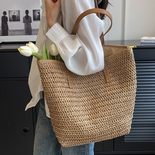 Straw shoulder bag - straw,