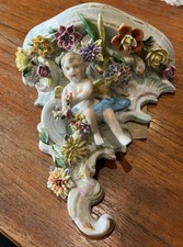 An antique wall sconce Gobels Sitzendorf ?early C20th porcelain cherubs floral