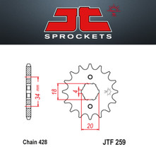 JT Steel Sprocket 259 Tooth 12