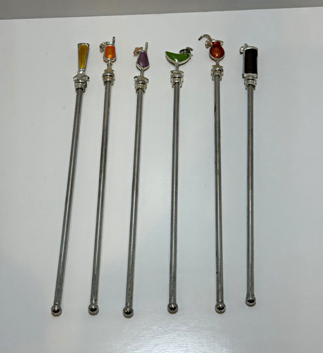 Vtg pewter enamel cocktail - pewter,