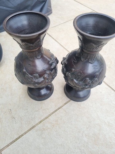 Recast pair japanese bronze - of,