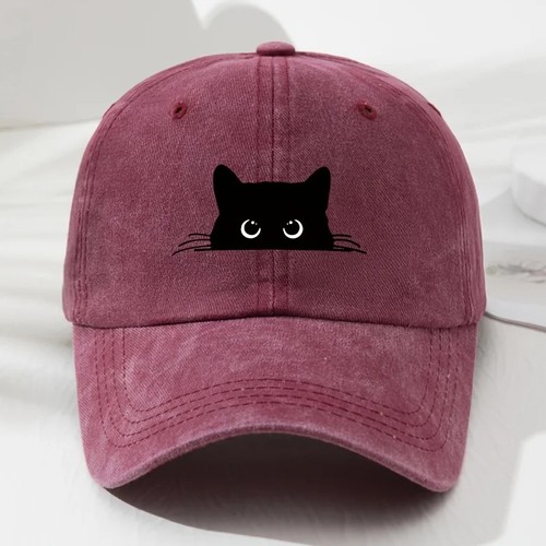 Cute cat print baseball - print, cap