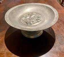 Antique French Etain Pewter Fruit Bowl/Tazza/ Footed bowl 