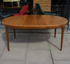 1970s vintage Mobelfabrik Teak round extendable dining table by Ib Kofod-Larsen